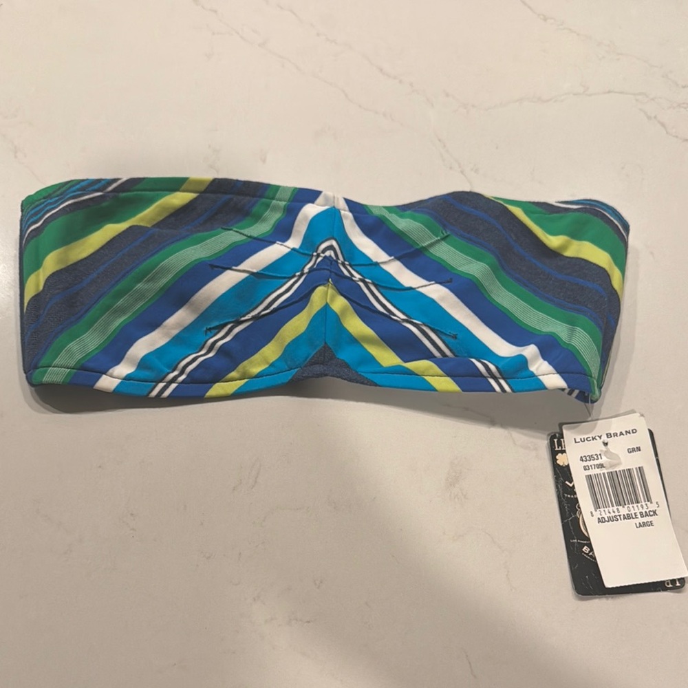 Lucky Brand Multicolor Striped Bandeau Swimsuit Top